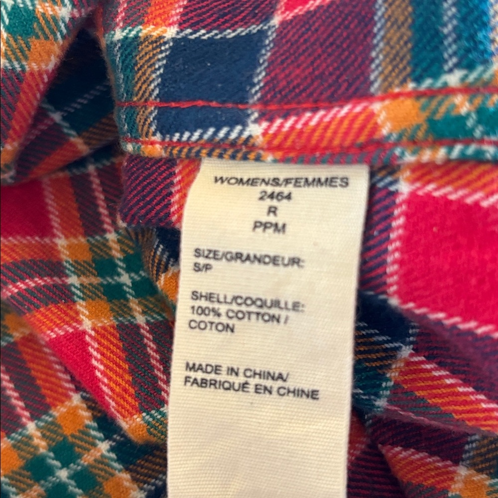 Woolrich Flannel Plaid Blue Red Long Sleeve‎ Button Down Cotton Shirt Size Small - Picture 7 of 8